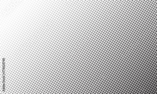 Dotted gradient vector pattern illustration, white and black halftone polka background. Horizontal seamless circle dotted lines, monochrome dots texture backdrop, retro pop art effect halftone.