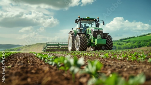 tractor working in the green field