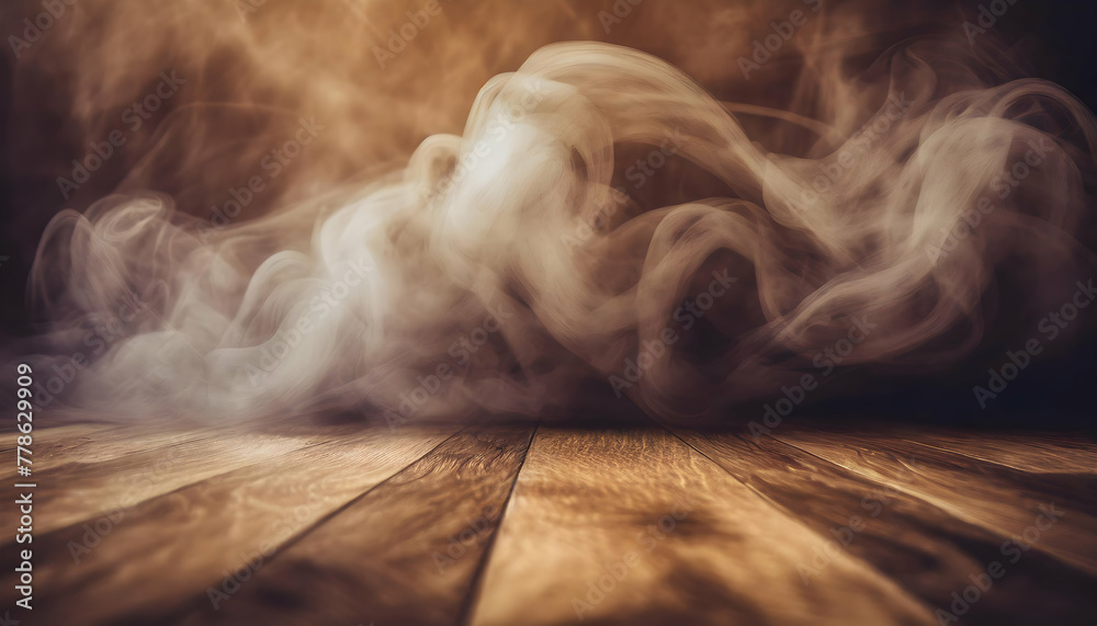 Abstract hardwood floor with billowing smoke creating a cloudlike effect against on digital art concept, Generative AI. Abstract hardwood floor with billowing smoke creating a cloudlike effect against on digital art concept, Generative AI.