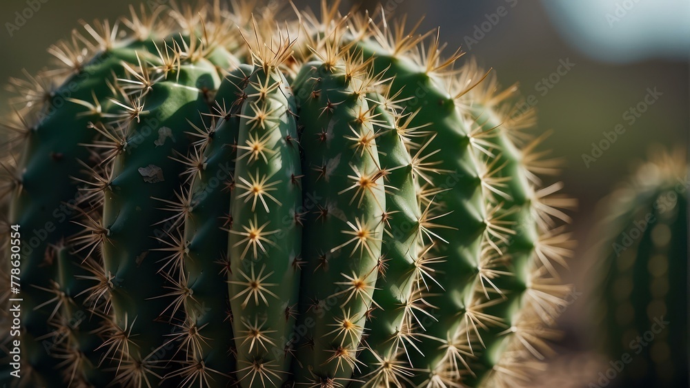 Close up of a vibrant green cactus plant Close up of a vibrant green cactus plant
