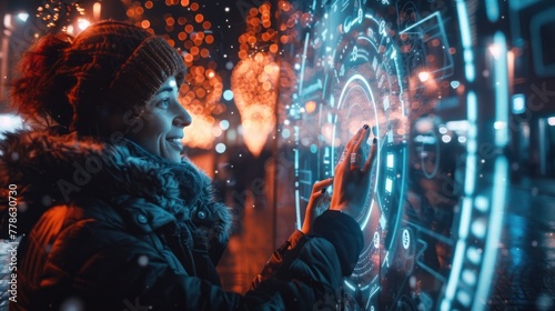 Futuristic holograms and technology. Concepts: networks, communication, family, technology, augmented reality.