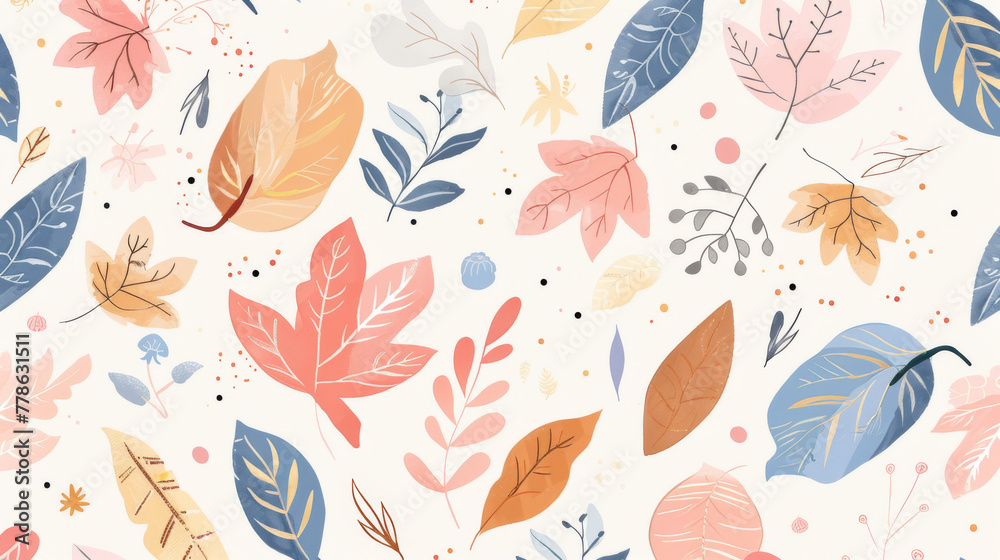 Illustration Aesthetic Background Hand Drawn Floral Leaf