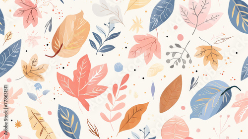 Illustration Aesthetic Background Hand Drawn Floral Leaf