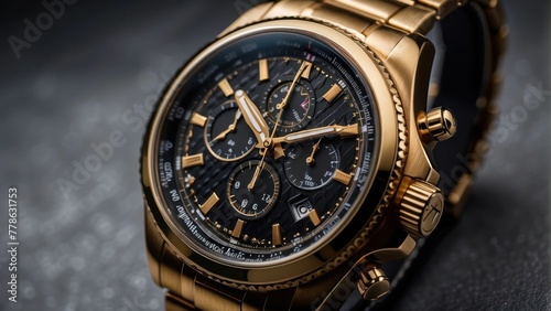 Elegantly designed wristwatch on a dark background