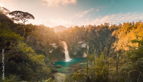 mysterious mayan jungle in the national park semuc champey guate photo
