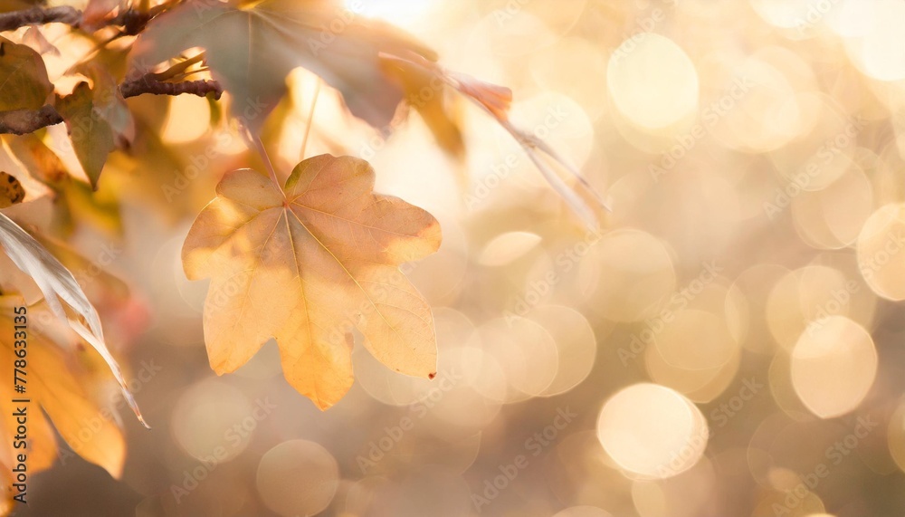 autumn leaves on bokeh background space for copy banner generative ai