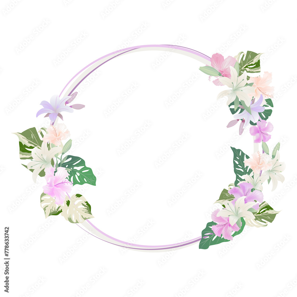 Beautiful decorative flower frame banner on transparency background