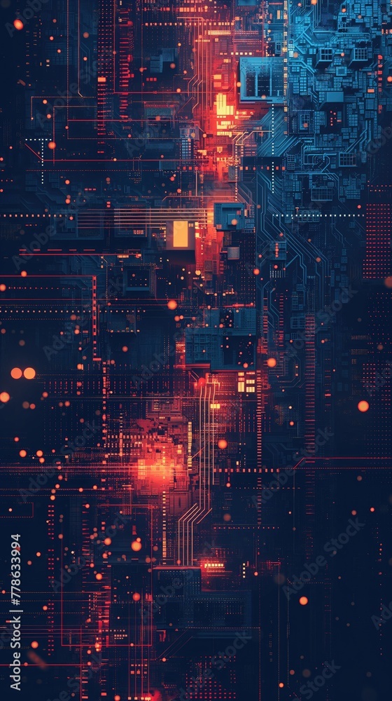 Computer Hardware Acceleration Concept Background, Technology Design Wallpaper, Vertical Abstract Sci-fi Event Backdrop, Science Tech Depiction Computer Hardware Acceleration Concept Background, Technology Design Wallpaper, Vertical Abstract Sci-fi Event Backdrop, Science Tech Depiction