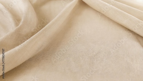 soft draped neutral beige linen fabric texture aesthetic textile background with abstract folds wedding or brand template copy space