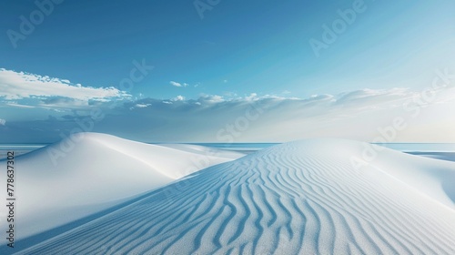 Vast dunes of white sand sky a deep blue nature s minimalist background