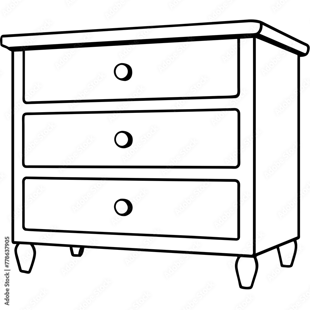 dresser with three drawer isolated on white background -Vector illustration dresser with three drawer isolated on white background -Vector illustration