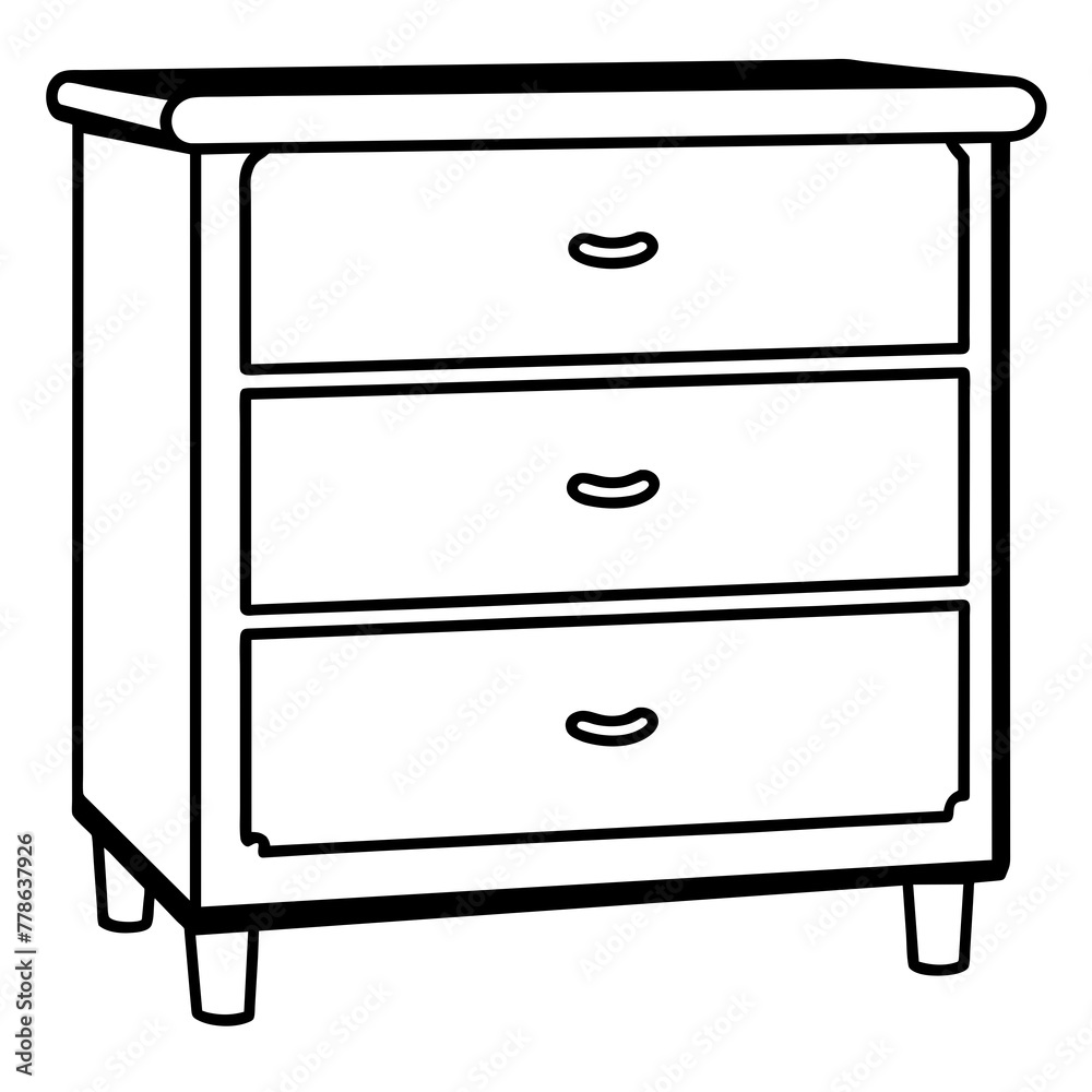 dresser with three drawer isolated on white background -Vector illustration dresser with three drawer isolated on white background -Vector illustration