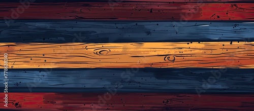 Wallpaper Mural An artistic closeup shot of a hardwood floor with vibrant red, blue, and yellow stripes, creating a beautiful and unique wooden surface Torontodigital.ca