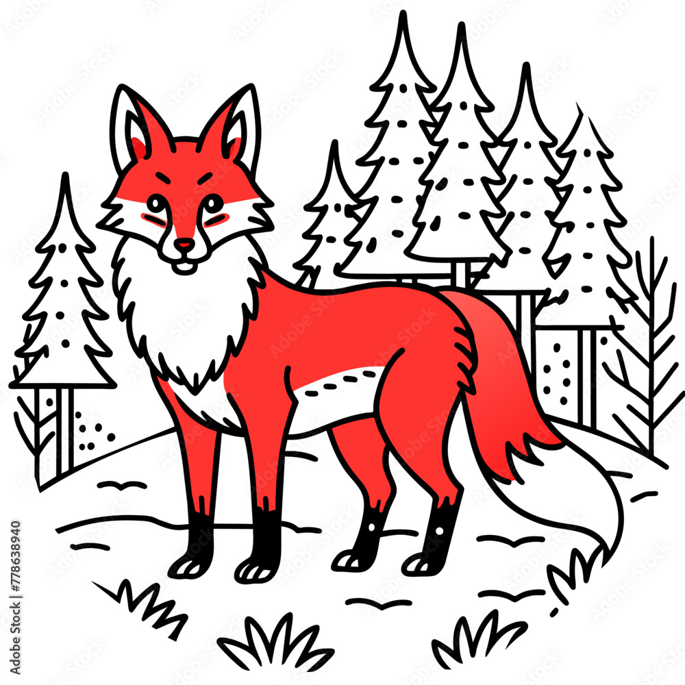Obraz premium wolf in forest -Vector illustration