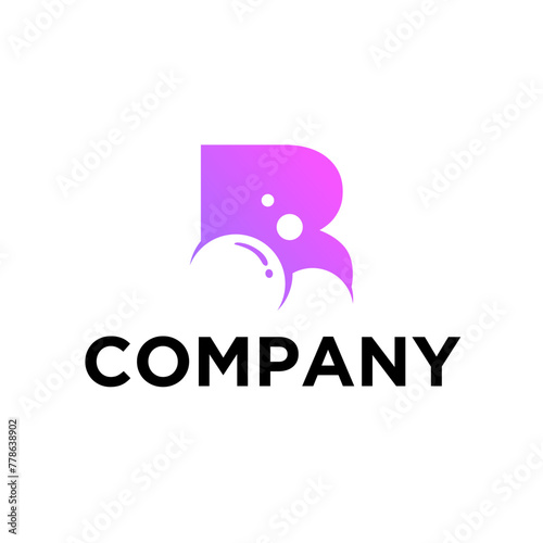 Bubble blue and purple gradient modern tech letter B logo
