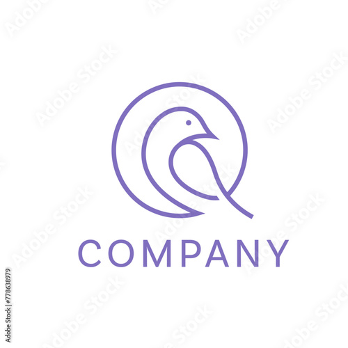 Bird minimal line purple modern line logo