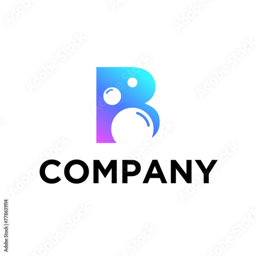 Bubble blue and purple gradient modern tech letter B logo