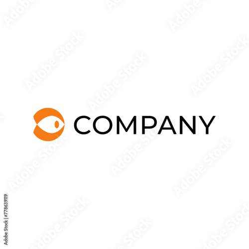 Fish modern minimal orange simple logo geometric mark symbol