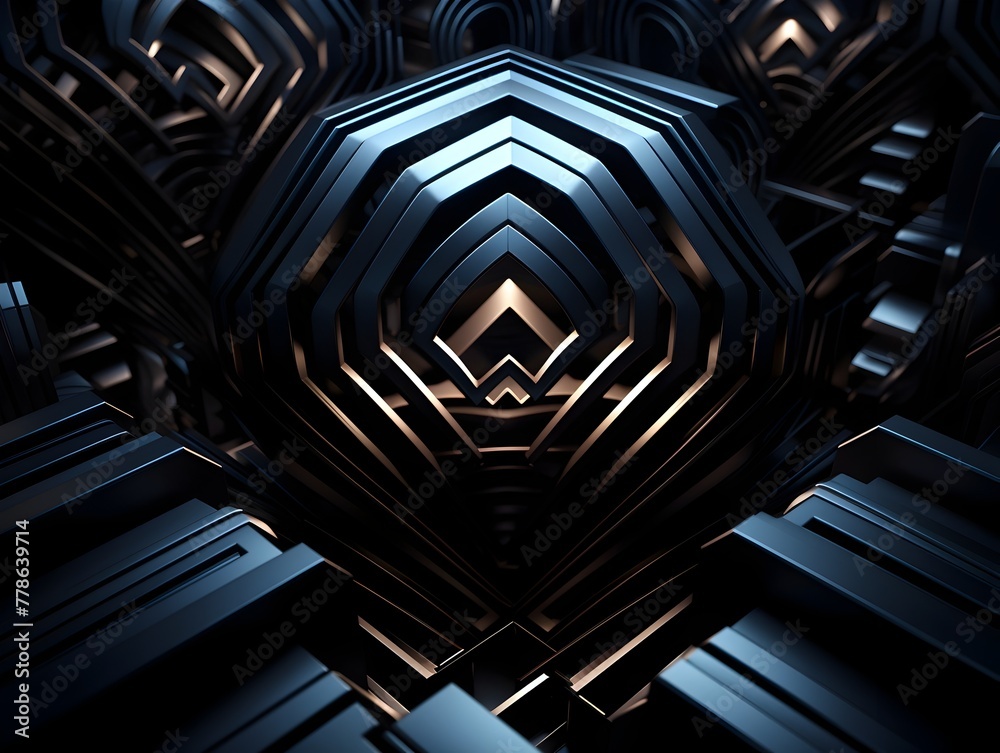 Captivating Geometric Labyrinth of Interconnected Dark Pathways Showcasing Futuristic Digital Complexity
