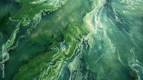 water surface contaminated with algae