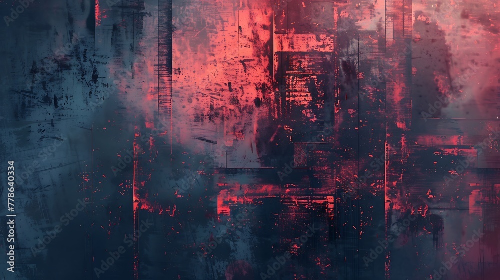 Grunge Tech background old with abstract red dark blue color