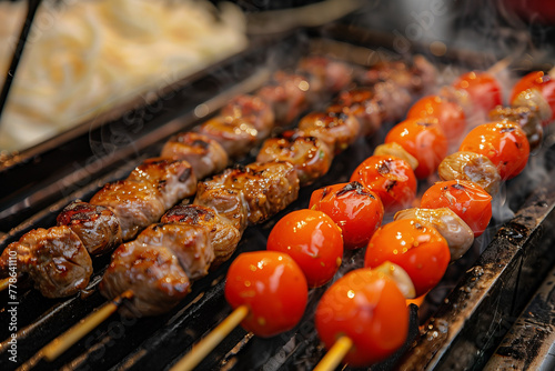 Grilled Japanese Yakitori Skewers: Authentic Asian Cuisine Delight