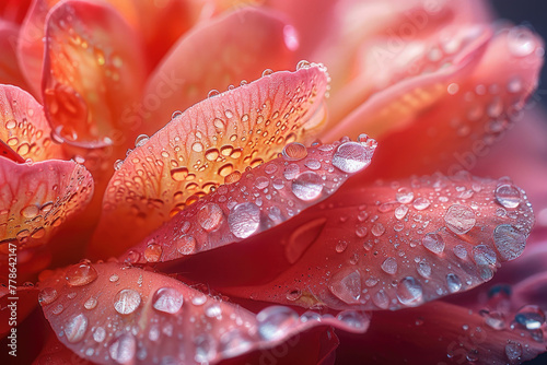 A captivating close-up of a raindrop on a flower petal