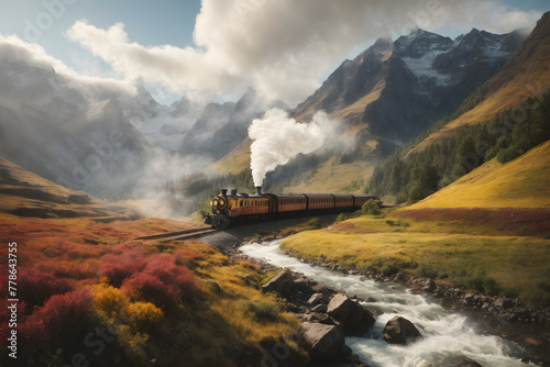 A landscape of a railway with beautiful background