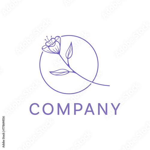 Flower minimal purple line logo