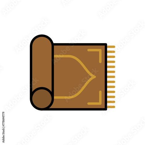 Prayer Mat or Sajadah Icon - Glyph Icon - Editable Vector : Suitable for Islamic Theme and Other Graphic Related Assets.	