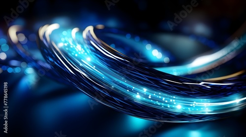 Futuristic Fiber Optic Cables Transferring Data in Highly Detailed Abstract Tech Background