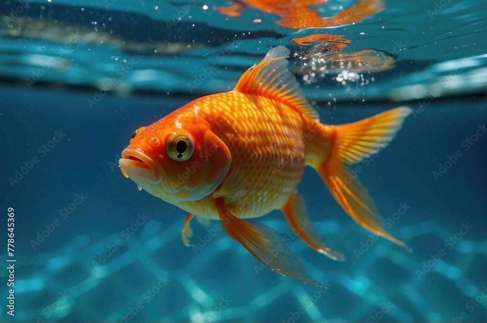 A goldfish swimming in the water. Generative AI. A goldfish swimming in the water. Generative AI.