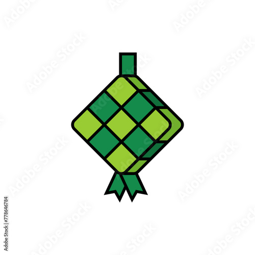 Ketupat - Colored Outline Icon - Editable Vector : Suitable for Islamic Theme and Other Graphic Related Assets