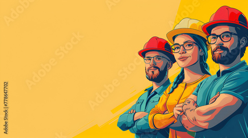 international Worker's day . Labor Day Poster With People Of Different Occupations, diverse workers of various professions and specialists.
 photo