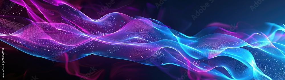 Abstract Digital Waves in Neon Lights.,Holographic Neon Fluid Waves ,Gradient design element for banners, backgrounds, wallpapers, and covers.