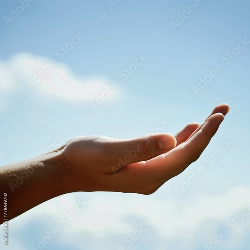 Open Hand Reaching Out to Sky in Hope and Empowerment