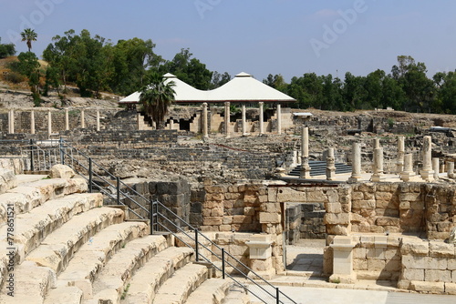 05 06 2022 Haifa Israel. In the Beit She'an National Park, after the earthquake, the ruins of an ancient Roman city were preserved. photo