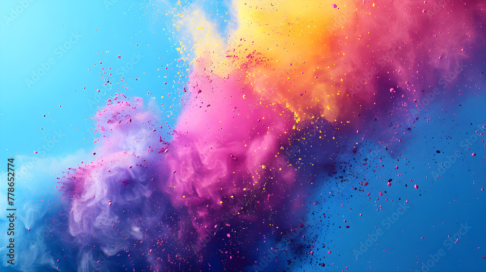 Fototapeta premium Abstract background with vibrant powder in various colorful hues, perfect for festive and cheerful designs and decorations.