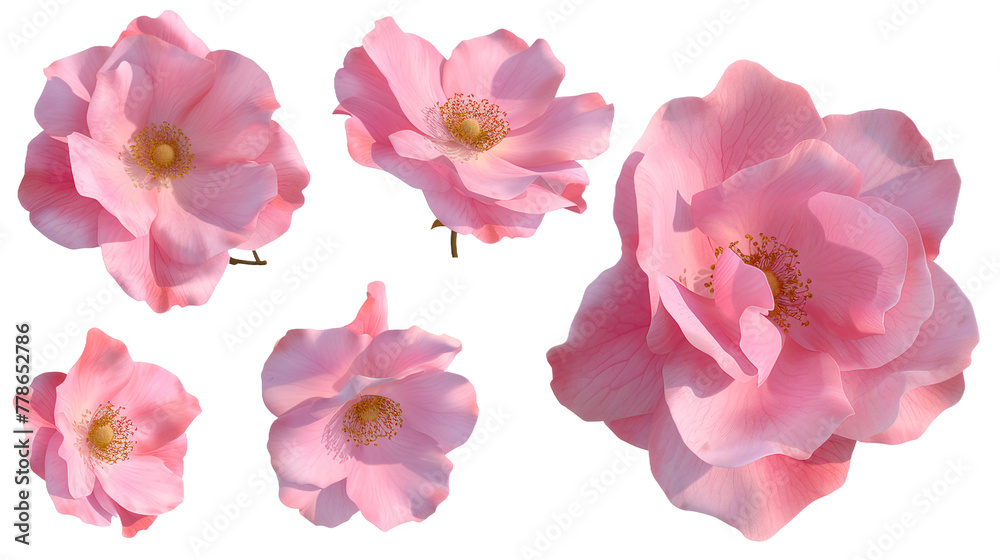 Knock Out Rose Collection: Vibrant 3D Digital Art of Isolated Roses on Transparent Backgrounds – Perfect for Botanical Designs and Nature Themes - obrazy, fototapety, plakaty 