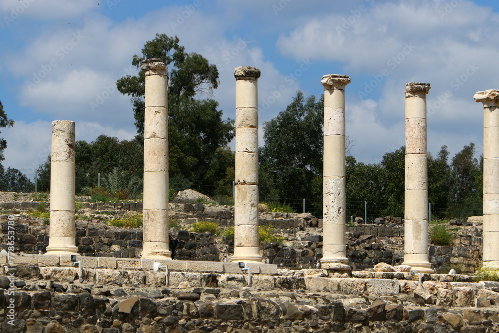 05 06 2022 Haifa Israel. In the Beit She'an National Park, after the earthquake, the ruins of an ancient Roman city were preserved.