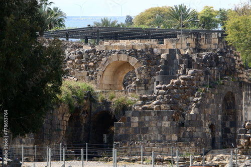 05 06 2022 Haifa Israel. In the Beit She'an National Park, after the earthquake, the ruins of an ancient Roman city were preserved. photo