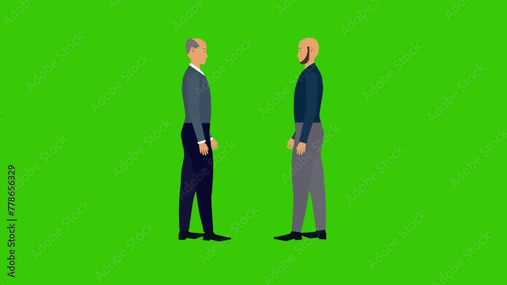 Two men's doing handshake partner idea, business concept, cartoon animation, chroma key Two men's doing handshake partner idea, business concept, cartoon animation, chroma key