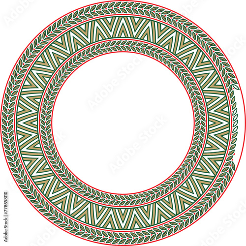 Vector colored round Yakut ornament. Endless circle, border, frame of the northern peoples of the Far East.