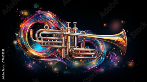 colorful trumpet in magic dust wave galaxy