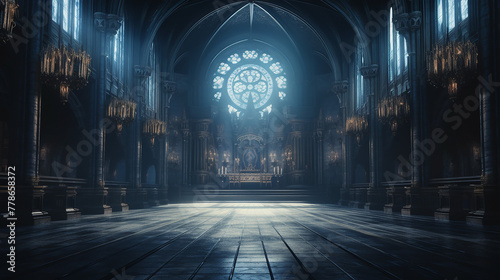 3d rendering gorgeous view of gothic hall church interior