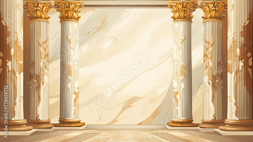 Marble roman pillar background vector palace wall. Stone Greece Classic Architecture background photo