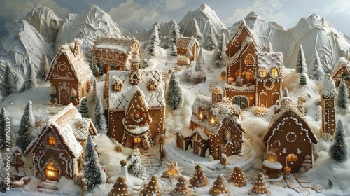 Gingerbread Houses and Snow Capped Mountains, A Winter Fantasy Land
