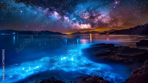 Bioluminescent Bay Mirrors the Radiant Milky Way in a Stunning Stellar Dance © T