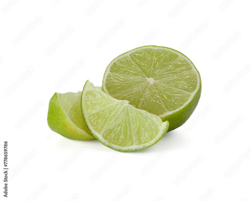 Lime isolated on white background. Lemon fruit Clipping Path. 