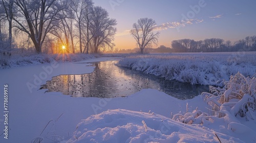 Winter Solstice Sunrise and Snow Fields  The Quiet Beauty of Winter Dawn.